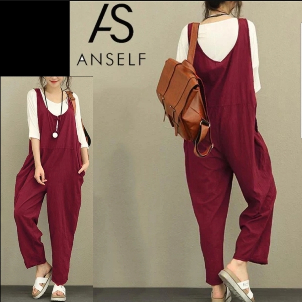 NWT/Anself Cotton Jumpsuit Overalls Strapless Plus